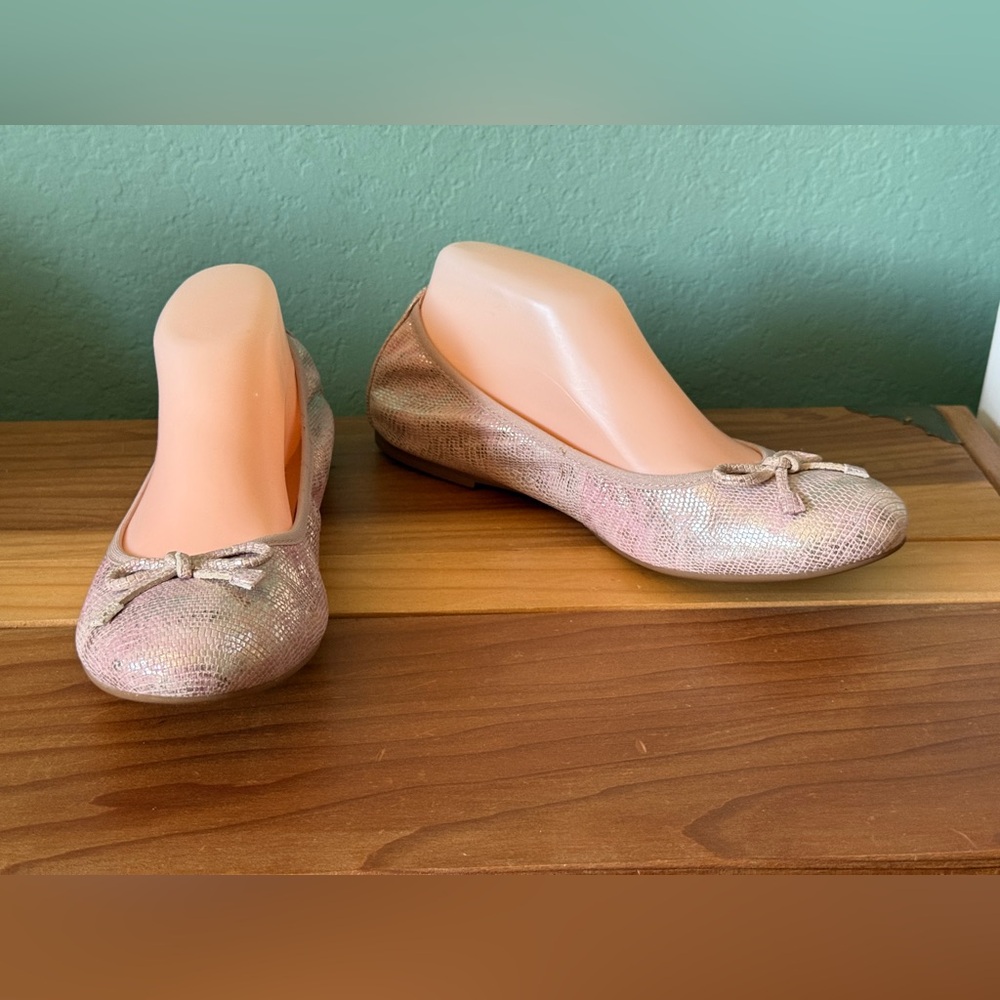UNISA Pink Metallic Soft Leather Lizard Ballet Flats Bow Slip On US 9 EU 40